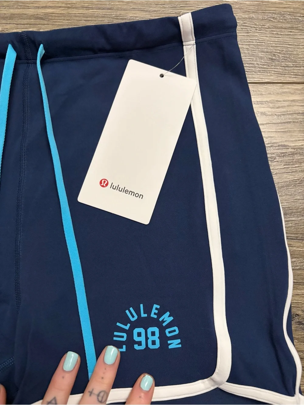 NWT Lululemon Nulu Sporty Trim High-Rise Short *3” (Club Blue/White) Size: 10
